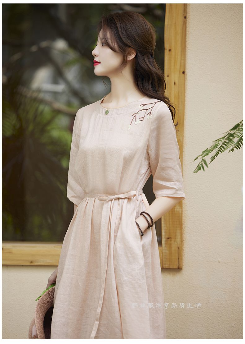 【秋装女装新款】素素订女装品牌旗舰店春秋季2022新款刺绣棉麻复古