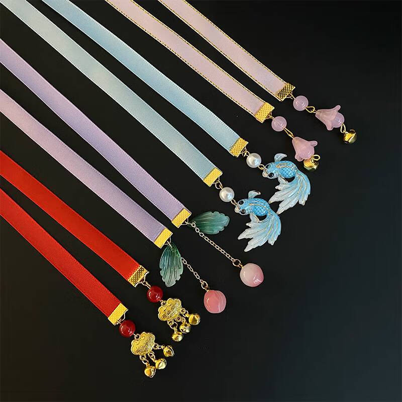 丝带头饰 古风头绳 头绳古装女女童古风发头饰发中国汉服发饰风铃绑