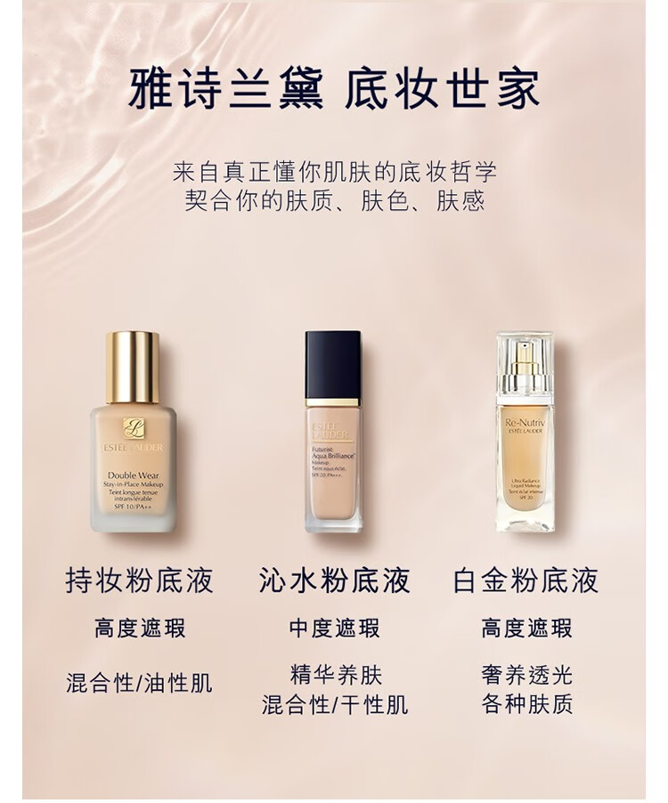 雅诗兰黛（Estee Lauder）沁水粉底液干皮养肤粉底水光奶油肌-推2 61 买30ml享60ml礼盒