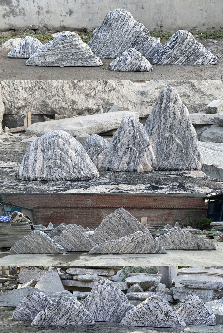 迎客松假树仿真大树雪浪石切片组合造景泰山石景观石假山石头庭院枯