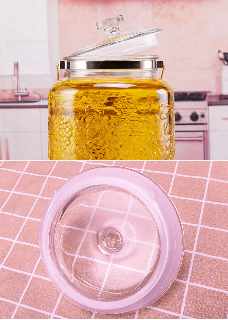 玻璃油罐 厨房大容量玻璃油壶储油罐大号装油瓶子食用油桶 15斤装无