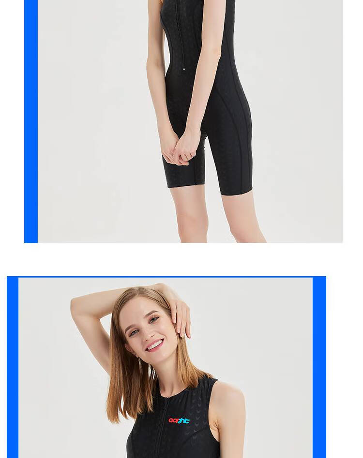 鲨鱼皮泳衣女鲨鱼皮泳衣女显瘦遮肚黑色连体大码保守背心专业游泳衣