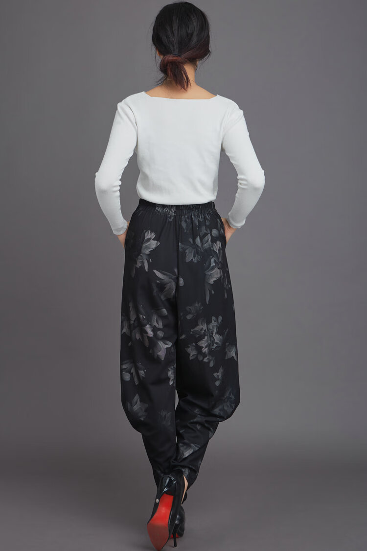 二八月穿的高腰哈伦裤哈龙裤马裤春秋大码宽松萝卜裤显瘦阔腿长裤女士