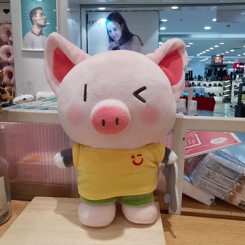 小猪玩偶商场同款猪小屁公仔b-bo97号蓝骑士奶牛坐趴姿毛绒抱枕 趣味