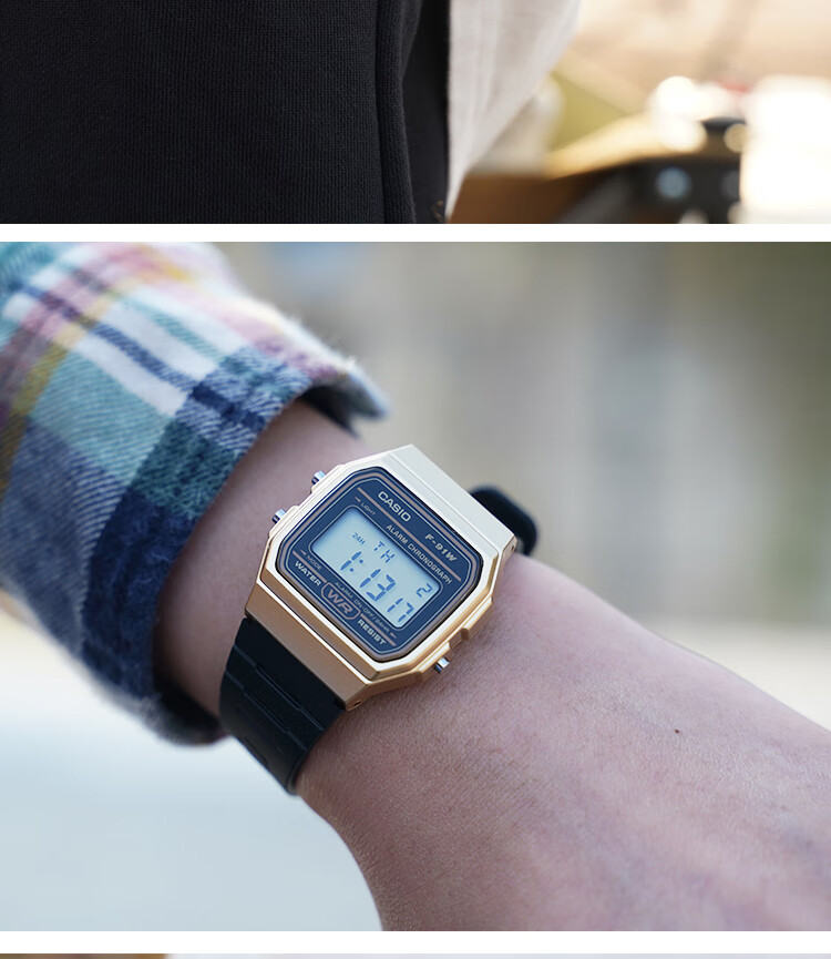 卡西欧(casio)简约复古小方块学生电子手表f91w1d3d9q f-91wg-9q【黑