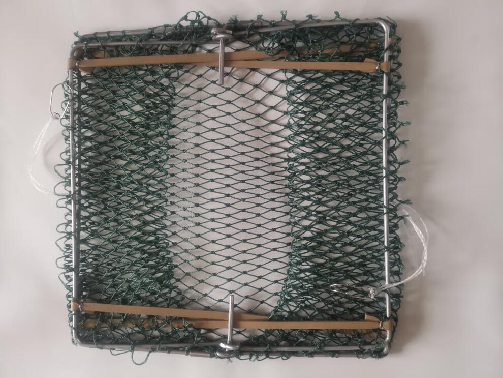 钓螃蟹神器 海用抓青蟹神器翻转钓螃蟹笼折叠网捕蟹夹笼虾笼35*35加重