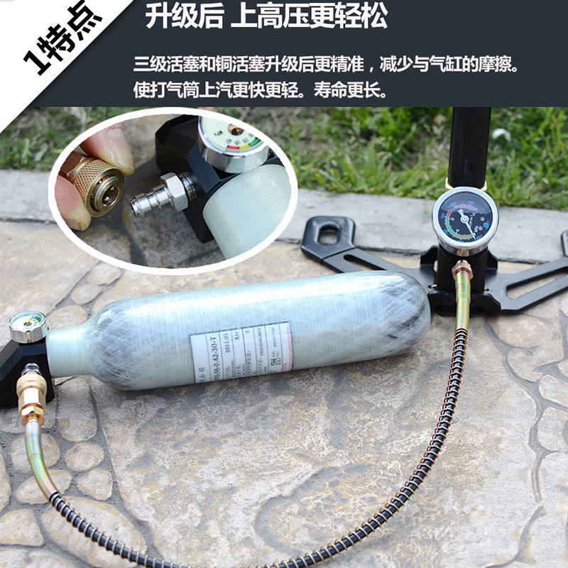 鹿扬 侧压打气筒雷蛇高压打气筒30mpa三级40mpa手动map四级水冷油冷