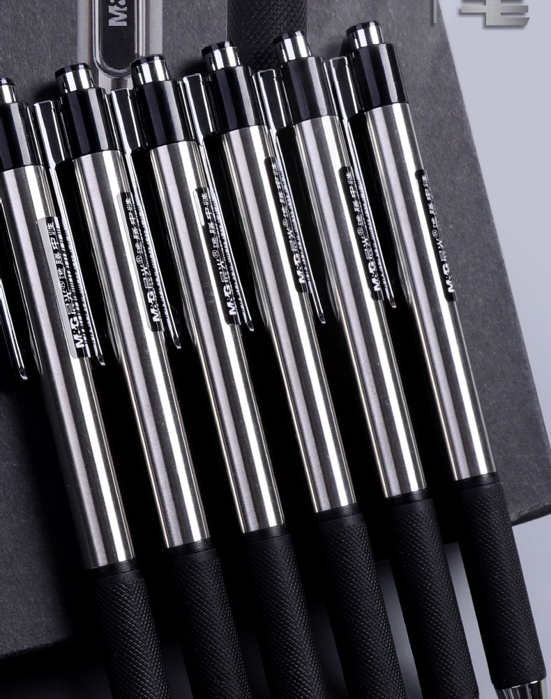 5按动式水笔按压式签字笔商务高颜值低重心铁笔杆重