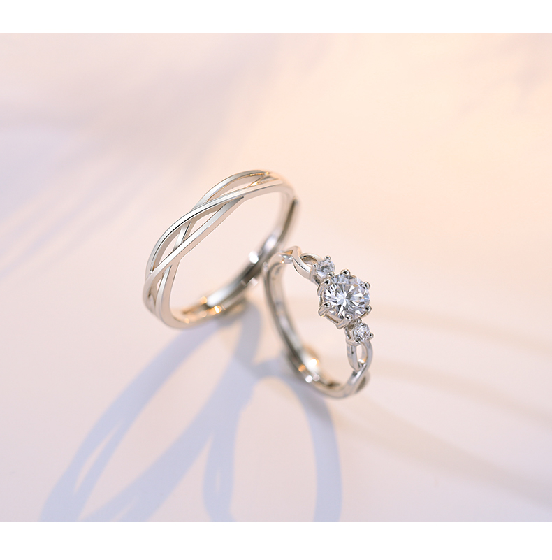 glumani时尚轻奢七夕节生日礼物送女友银情侣款对戒小众设计男女指环