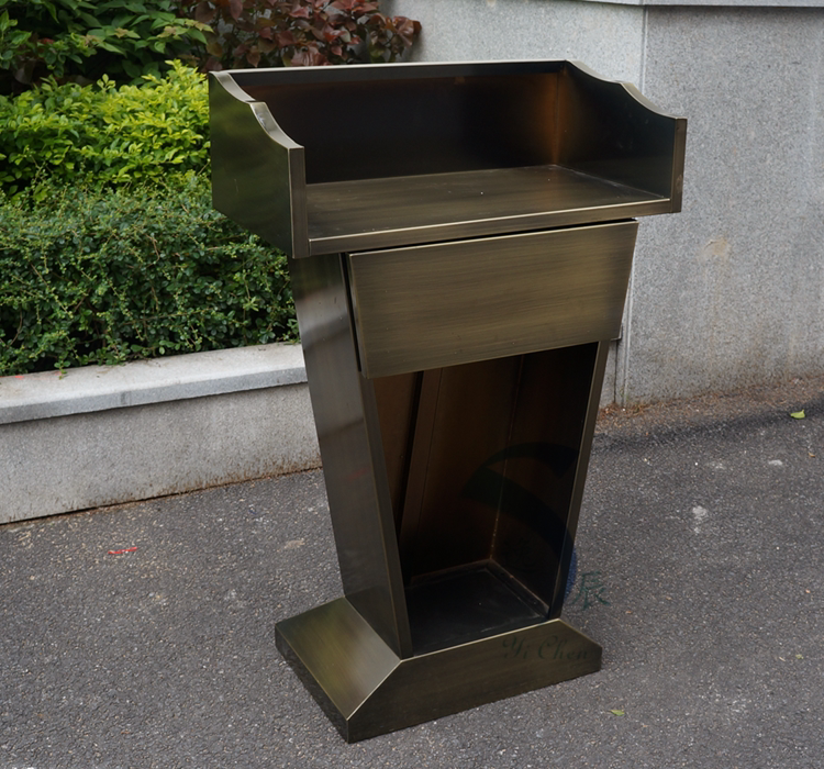 保安户外接待台迎宾台物业餐厅不锈钢演讲台酒店发言台咨询咨客台方正