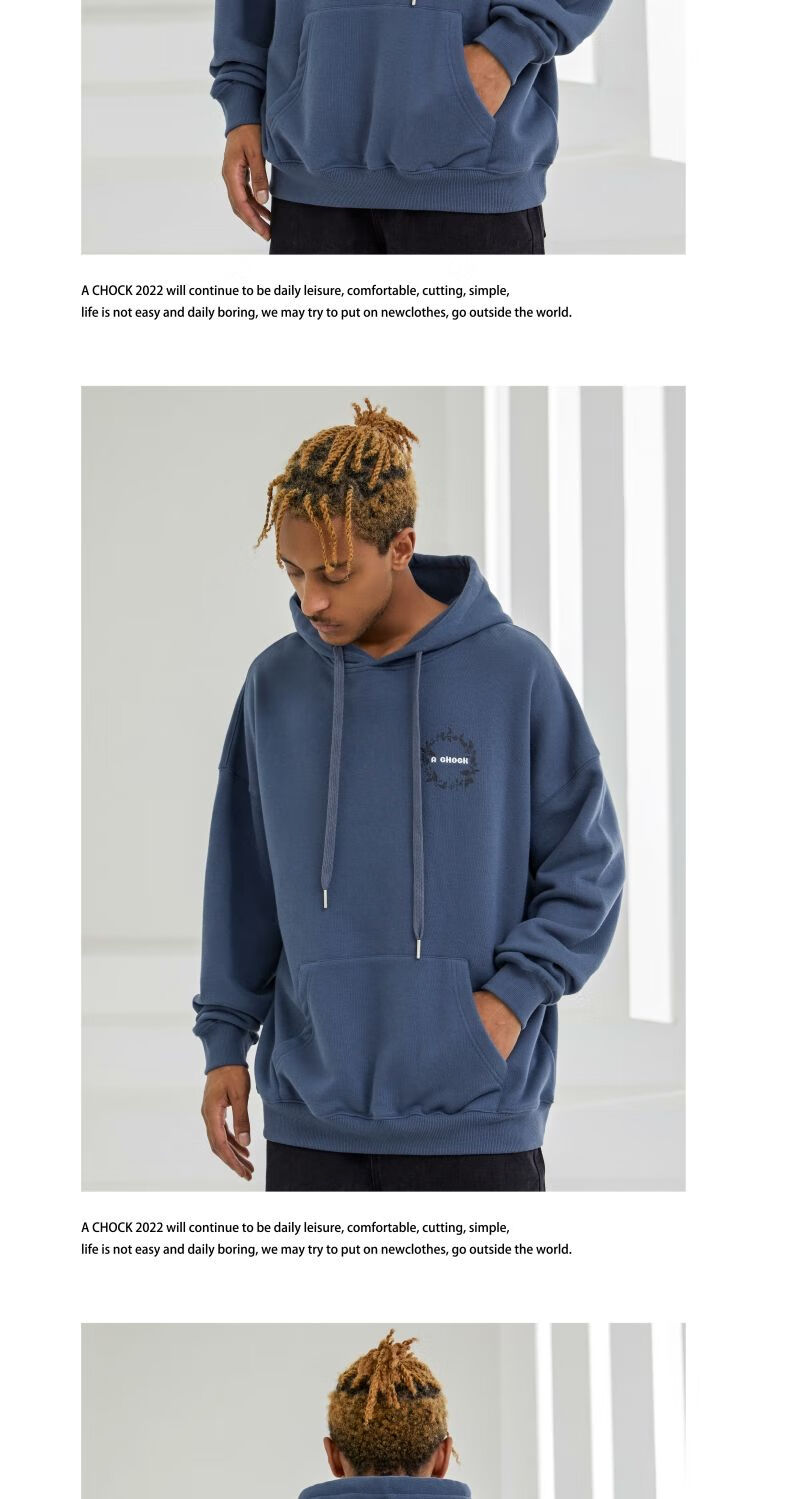 阳小哥achock潮牌原创后背花瓣印花刺绣连帽运动衫美式宽松休闲套头