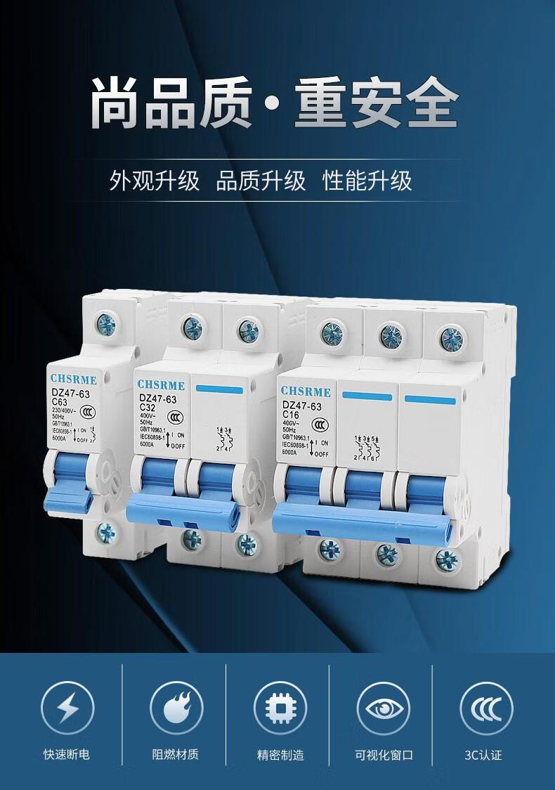 施耐德家用漏电保护自动跳闸开关单匹2p空气开关100安63安80a小型断路