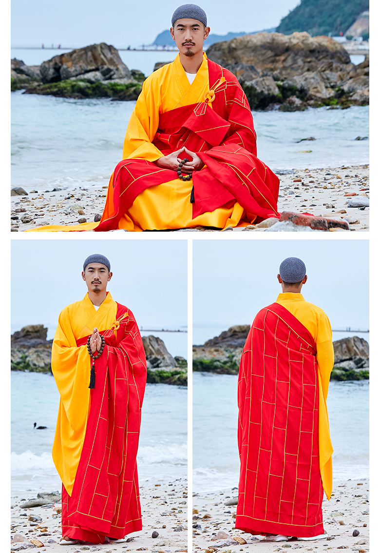 普舵祖衣袈裟僧服红色僧衣男佛教法衣和尚服僧袍 红色(单件袈裟,不含