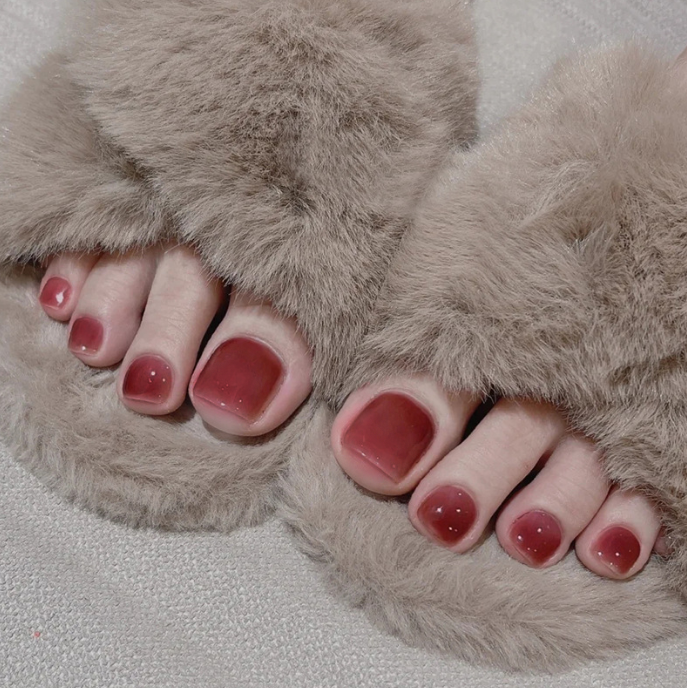 网红款脚甲指甲贴片美甲成品可拆卸防水脚美甲孕妇可用纯色脚趾甲