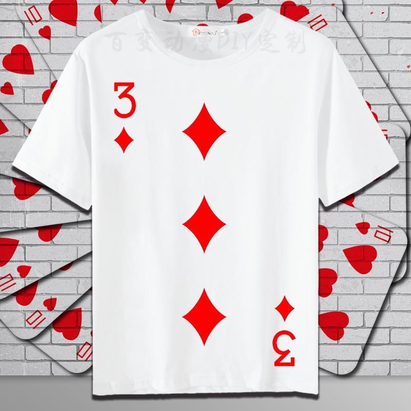 肯昔 扑克牌图案ajq夏季男士短袖t恤潮牌半袖体恤衫军旅风衣服男女