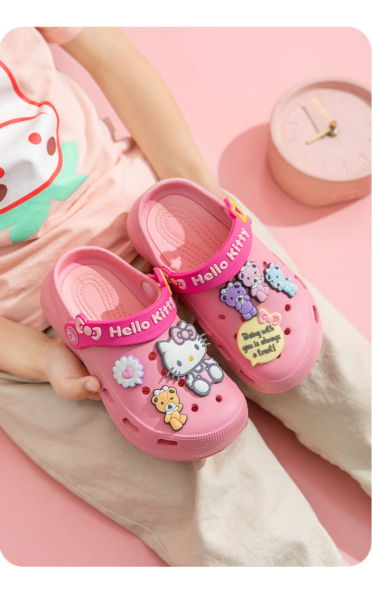 鞋春夏儿童洞洞鞋女童kt猫居家用室内外两用拖鞋潮舒适软底凉鞋粉色31