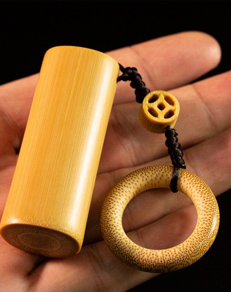 竹子手把件 竹雕 实心竹手把件老玉竹长6cm带环文玩精磨手工抛光竹子