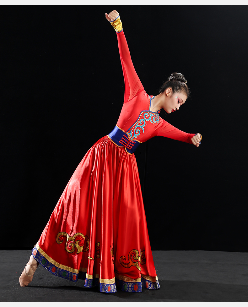 bianyemu蒙古舞蹈服装演出服女大摆裙连衣裙艺考长少数民族风表演服