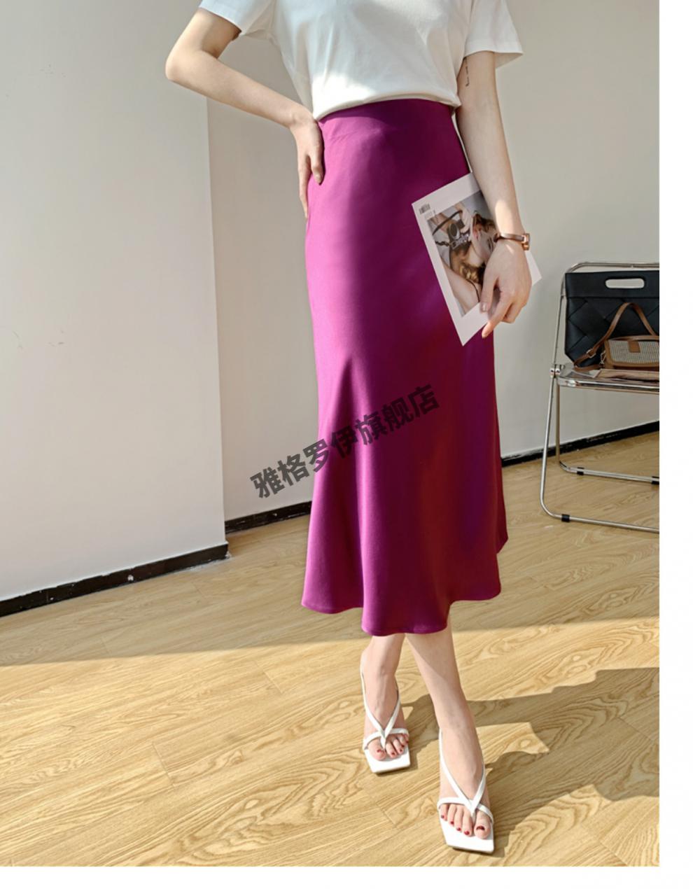 重磅真丝半身裙桑蚕丝半截裙珠光缎面鱼尾三醋酸高腰显瘦高级感女夏中