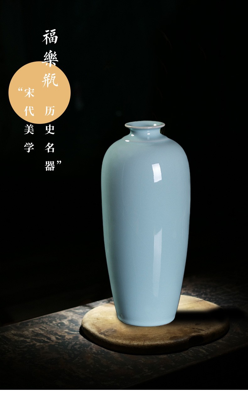 隐庐廷怀窑汝窑天青釉大号福乐瓶花瓶摆件汝州汝瓷花瓶花插新中式仿古
