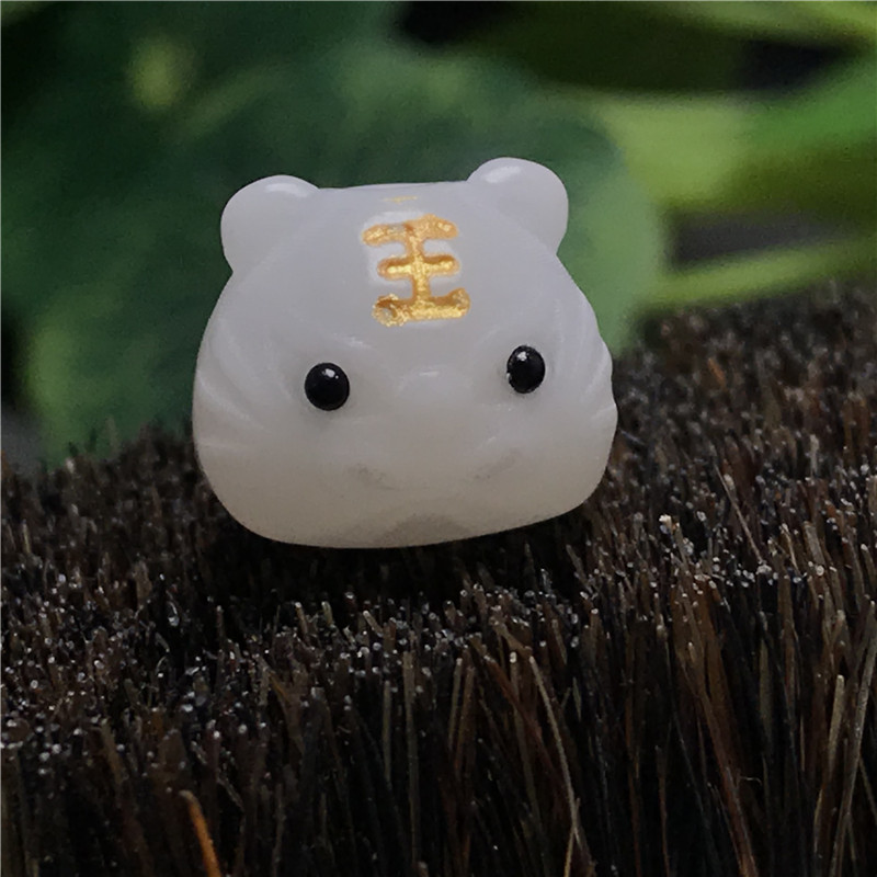 集祥阁白菩提根风化籽雕刻小老虎卡通头像吊坠虎年配饰挂件男女士小