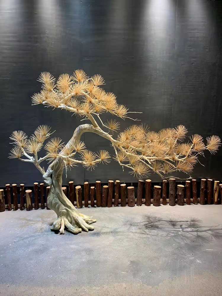 仿真迎客松室内造型树假树大型枯木实木枯树装饰造景松树盆景摆件 1