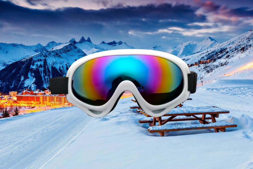 滑雪镜护目镜成人滑雪眼镜防雾男女户外登山儿童装备双层套装 黑色框