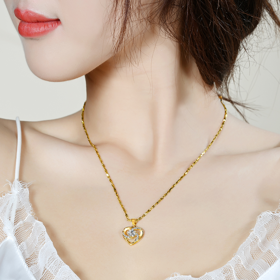 礼物中华老凤祥和黄金女士项链吊坠18k彩金锁骨链2021年新款生日礼物