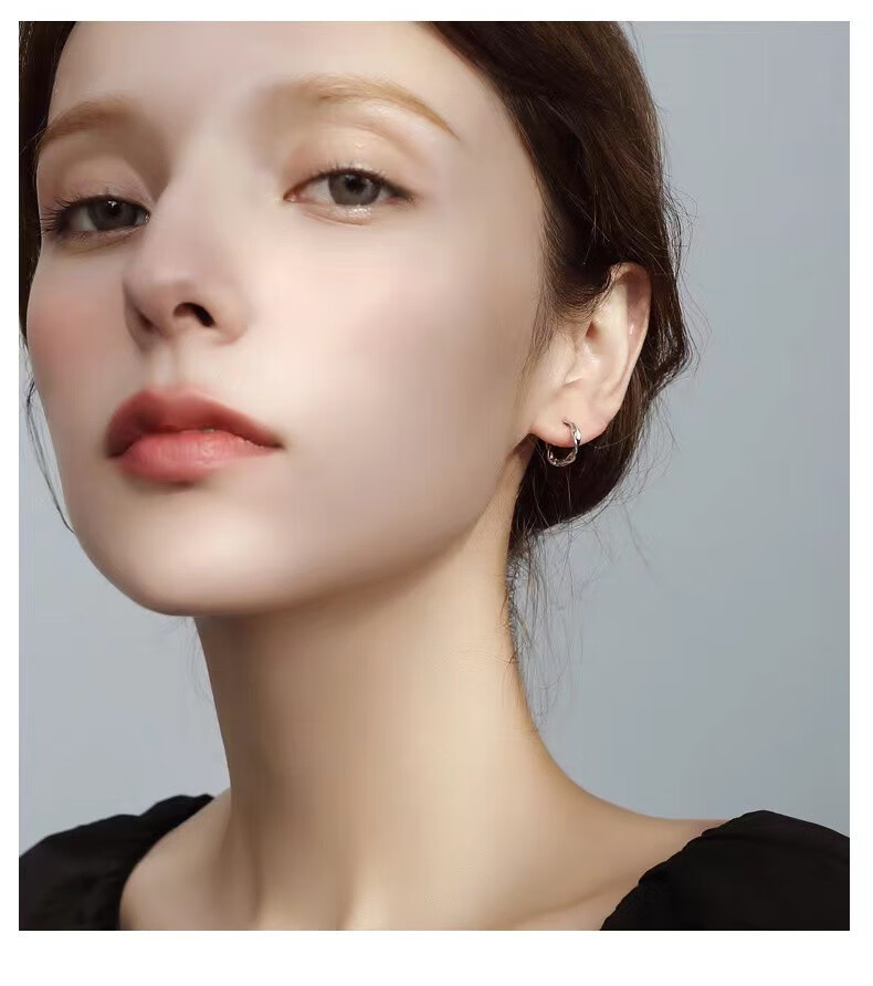 (du ti)s999银气质莫比乌斯耳环轻奢欧美百搭简约ins养耳洞耳饰女