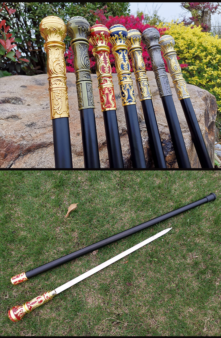 户外登山杖刀防身 不锈钢户外登山杖防身剑老人拐杖剑cos道具 未琉滋