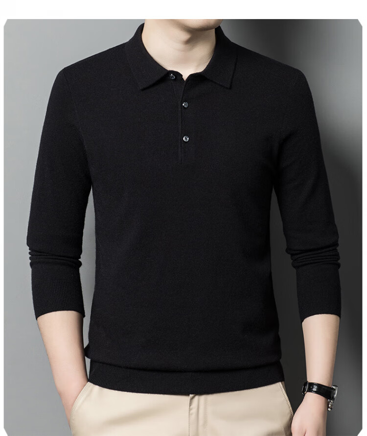 Hengyuanxiang Men's Polo Shirt with Wool, Spring and Autumn Thin Knit Base Sweater, Middle-aged, Camel Color, 4XL 12
