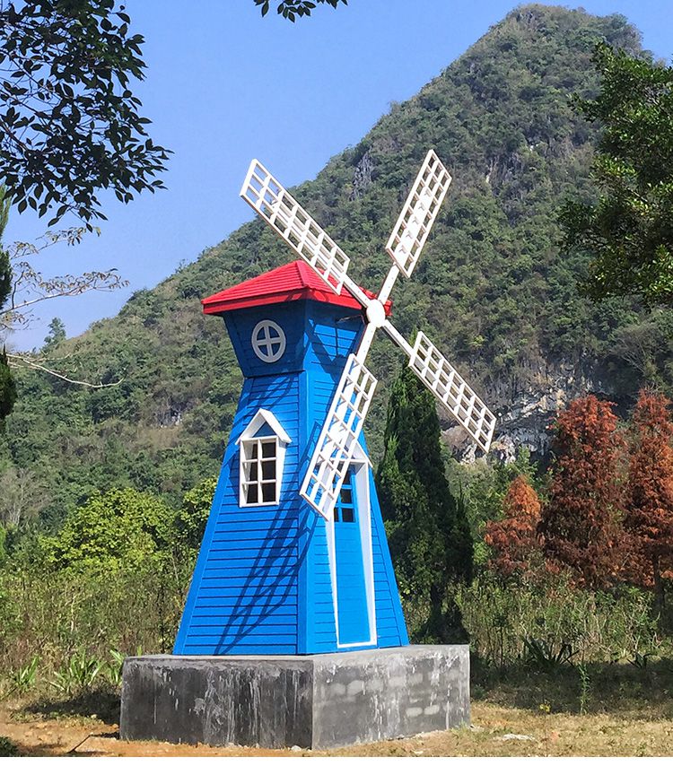 定制防腐木风车景观荷兰大风车户外实木风车防腐木荷兰风车户外木质