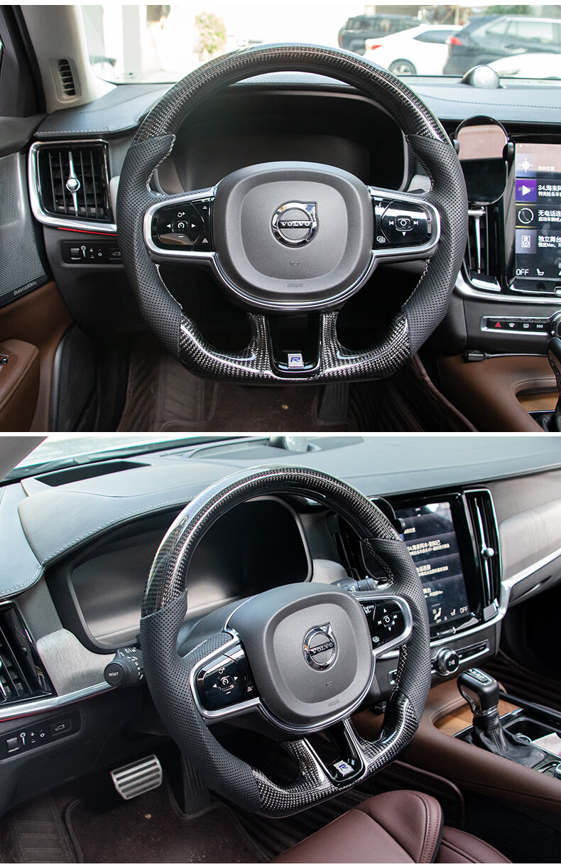 适用于沃尔沃xc60方向盘加热s90xc90s60改装碳纤维总成换档拨片 (s90