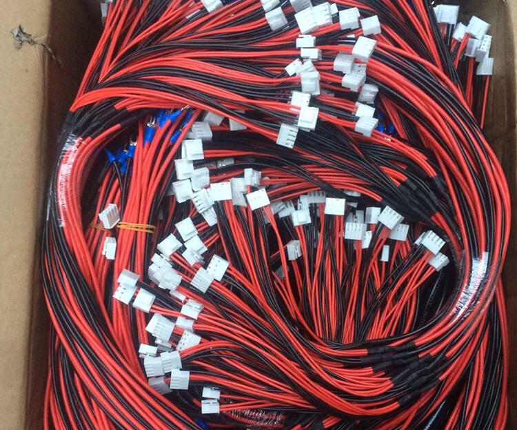 铜5v红黑电源线led显示屏全彩单色模组一拖四一拖三端子连接线 红色线