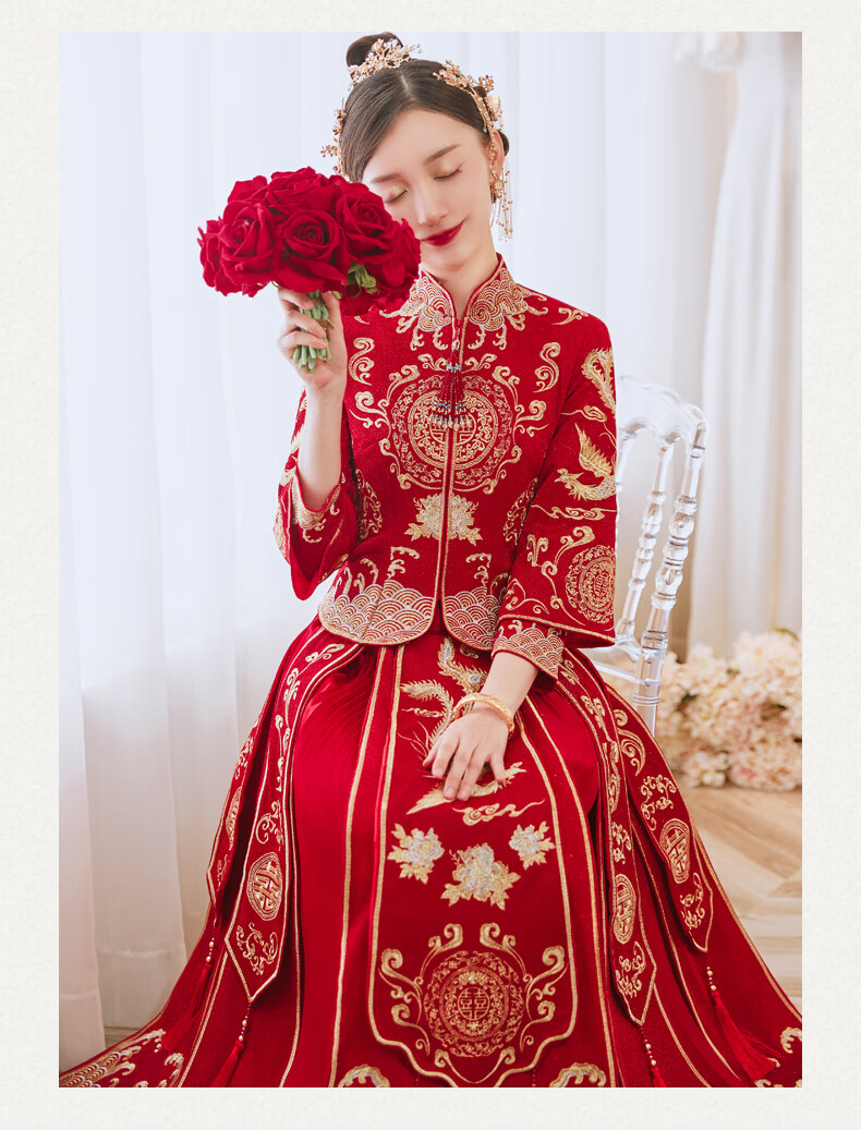 进酒服新娘礼服夏季秀禾服2022年新款新娘结婚中式敬酒小个子夏季孕妇