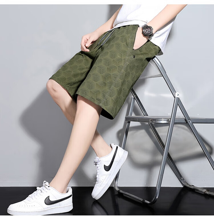 Romon Men's Cooling Sports Shorts 2025 Summer Thin Loose Casual Knee-Length Pants New Khaki 2XL 7