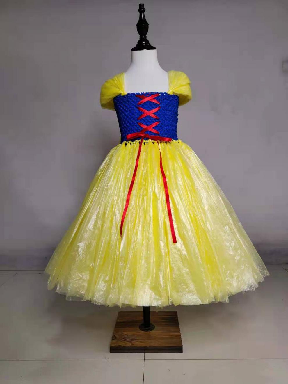 六一儿童环保时装秀 白雪公主服装儿童时装秀半成品手工材料塑料袋