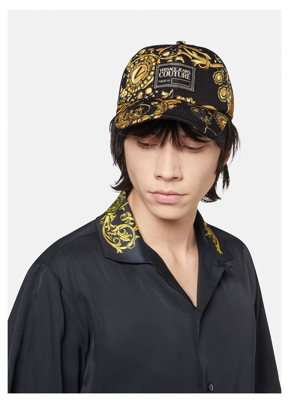 versace jeans couture 范思哲 男女通用棉质巴洛克印花鸭舌棒球帽子