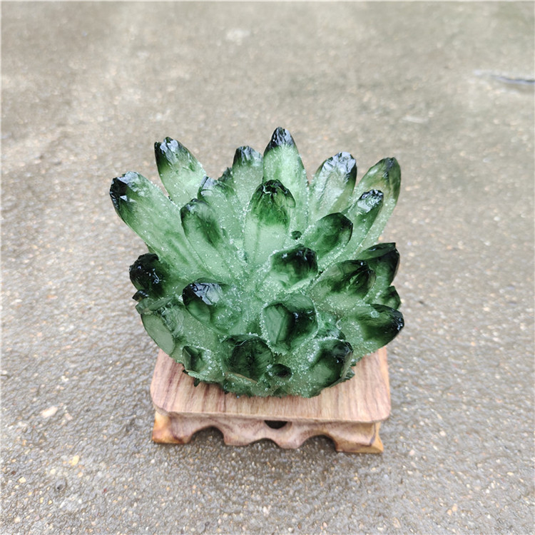 情冰绿色水晶绿幽灵共生水晶簇原石原矿标本摆件消磁净化绿水晶簇600