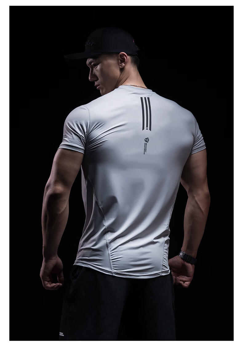 msgd运动修身t恤男子健身举铁短袖吸湿排汗跑步t恤fortitudeblack坚毅