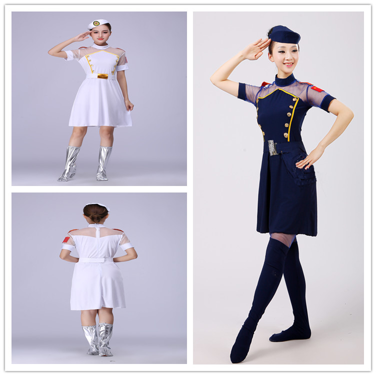 水兵舞服广场舞服演出服奔赴军旅舞蹈演出服纯色水兵服成人广场舞服装
