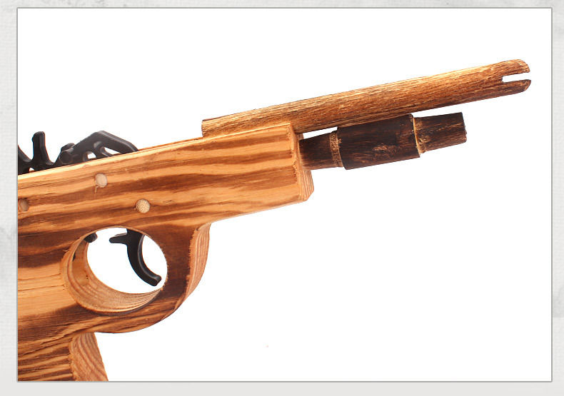 木制皮筋枪 木质打皮筋木头枪儿童玩具双管木抢短枪怀旧玩具景区工艺