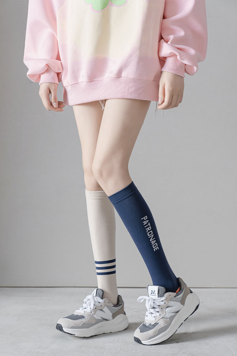 瑜伽袜夏天薄款ab不对称字母三杠袜子女外穿美腿健身瑜伽袜 莫贝海 白