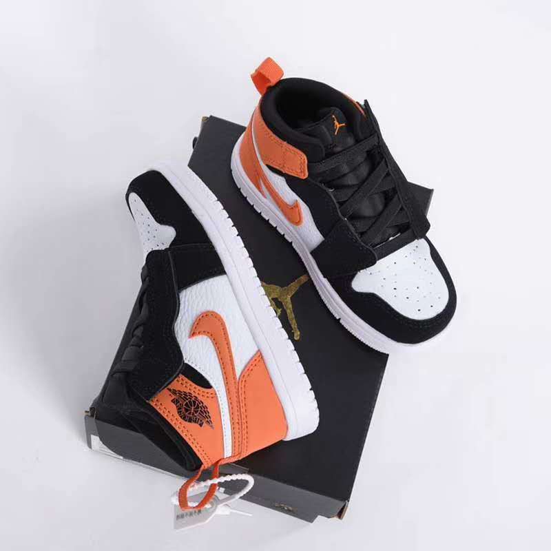 儿童运动鞋aj童鞋乔1男儿童板鞋魔术贴运动鞋高帮跑步鞋中小男女童