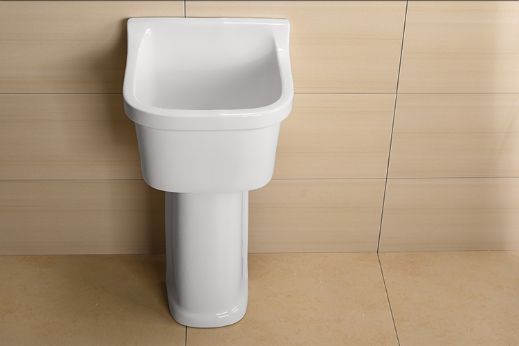 科勒京 拖把陶瓷水斗洗拖把池阳台陶瓷拖布盆独脚柱加高中号45污水