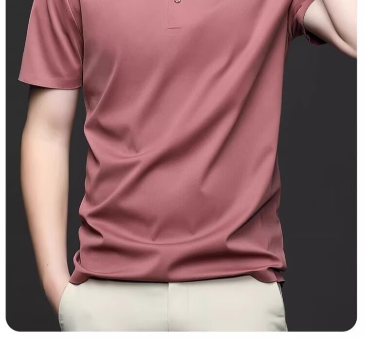 Romon Ice Silk Seamless Short Sleeve T-Shirt Men Summer Thin Business Polo Shirt Black XL 22