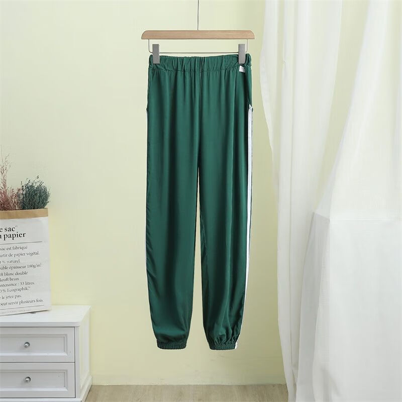 夏款女生防蚊裤大码宽松女式人造棉裤子薄款九分裤灯笼裤家居裤空调