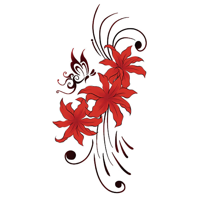 新品彼岸花纹身贴彼岸花纹身贴古风性感地狱少女耐久花臂锁骨遮疤大图