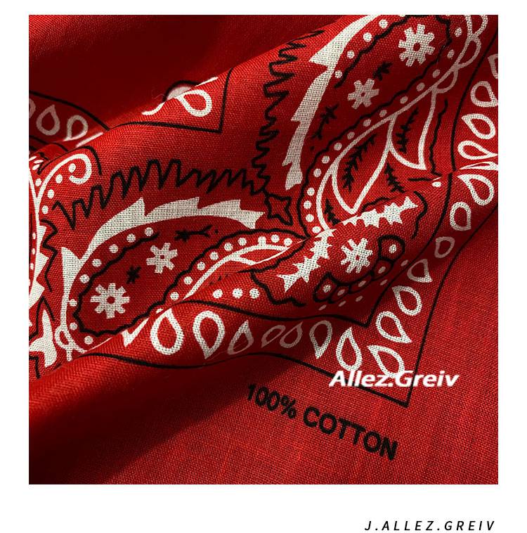 复古嘻哈头巾 纯棉腰果头巾嘻哈黑人欧美街头复古领巾bandana小方巾