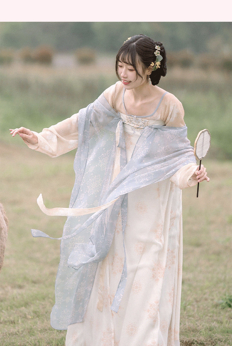 伊菲申夏季款异色天水碧汉服女仙气古风唐制一片式齐胸裙古装衣服红色